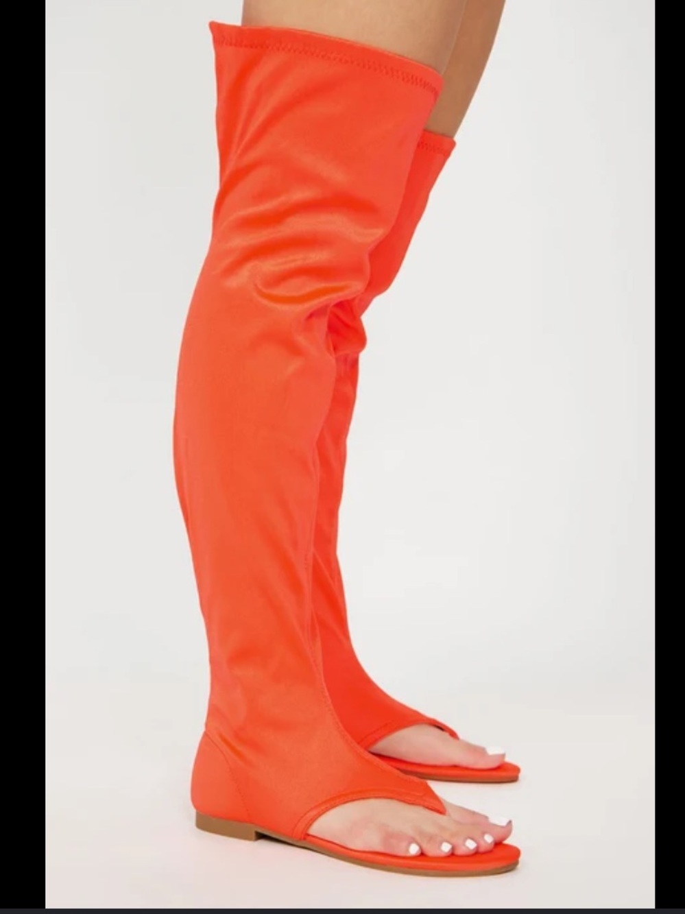 Cape Robbin Orange Over-the-Knee Open-Toe Flat Boots